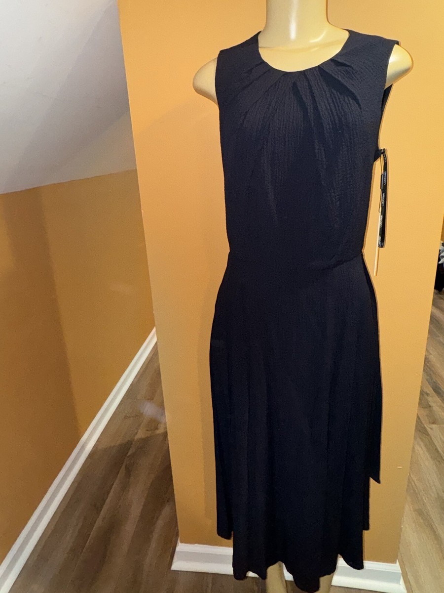 calvin klein cotton maxi dress Calvin Klein Cotton Maxi Midi Dress Ruffle Hem Front Navy Blue Indigo SZ 6  $134