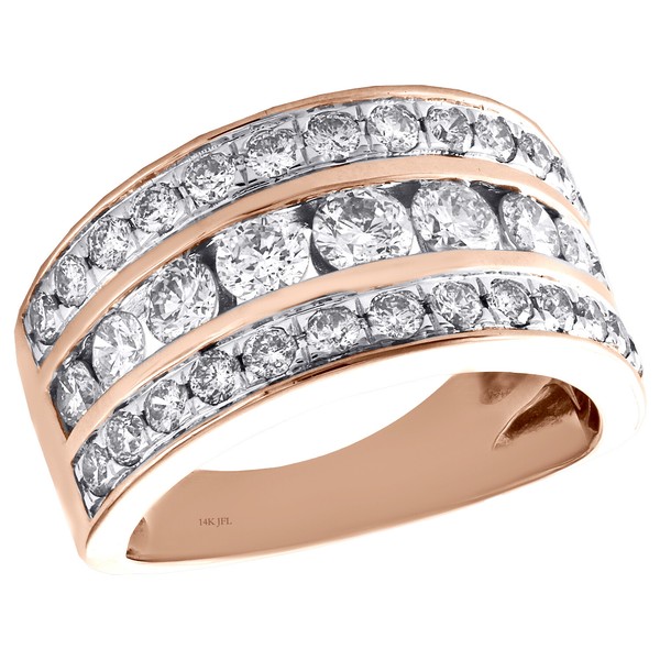 14K Rose Gold Echt Rund Diamant Ehering Damen 11Mm Kanal Set Ring 2 Karat-image