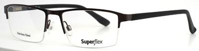 SUPERFLEX SF-512 C2 Gunmetal Mens Rectangle Half Rim Eyeglasses 54-18-140 B:32