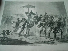 Engraving 1863 - The Queen of Madagascar Going to the Promenade