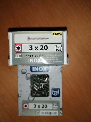 SWG Inox Universalschrauben Torx 3,5 x 20 TX 10 Edelstahl Vollgewinde 150 Stk