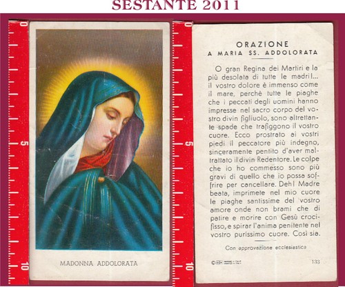 314 SANTINO HOLY CARD BEATA VERGINE MADONNA MARIA ADDOLORATA ED G IM 133 - 第 1/1 張圖片