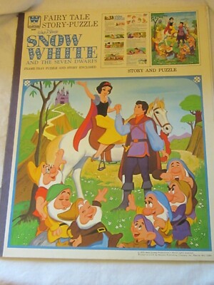 Whitman Walt Disney Snow White Fairy Tale Story Cardboard Frame Tray ...