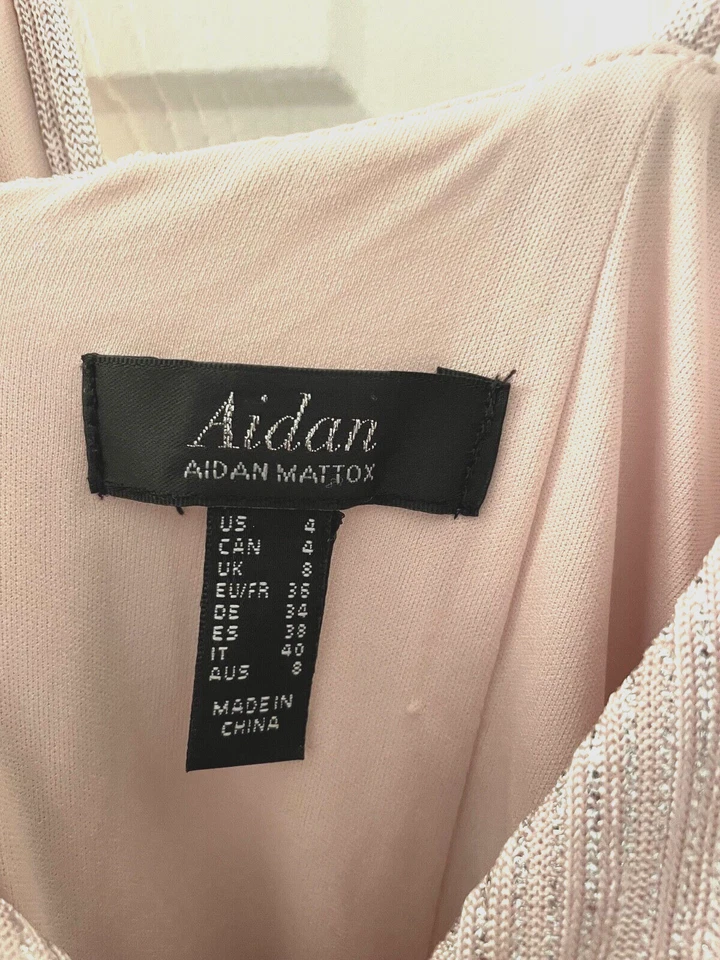 Aidan Mattox Gorgeous Maxi Cocktail Dress ~ Beautiful Silvery Blush Pink ~ Sz 4! - Image 4 of 4