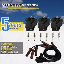 DR39 3 Ignition Coil + 6 Spark Plug + Wire for Buick Cadillac Oldsmobile Pontiac