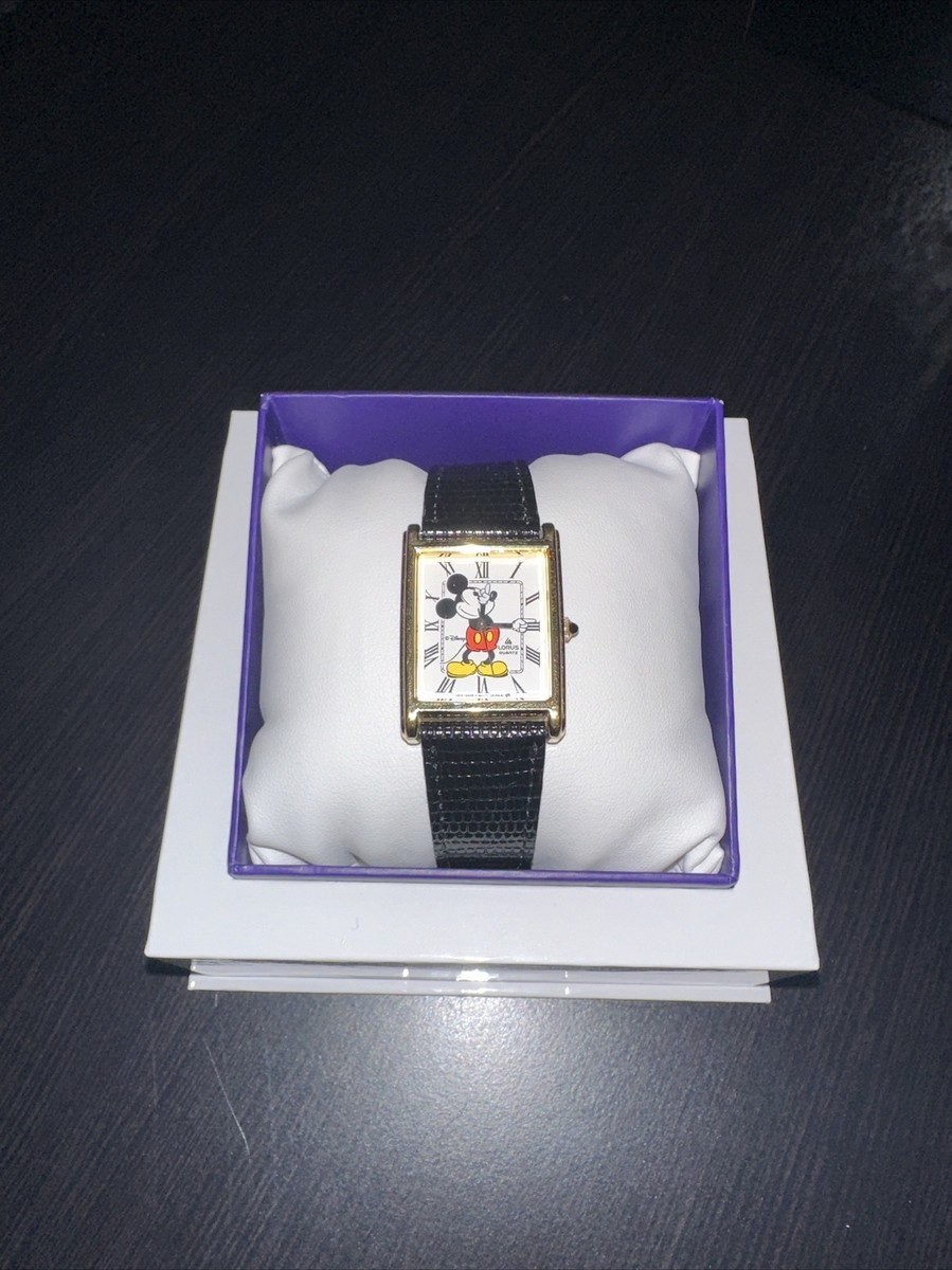 Vintage Disney Mickey Mouse Tank Watch Men Gold Tone V515  display picture 3