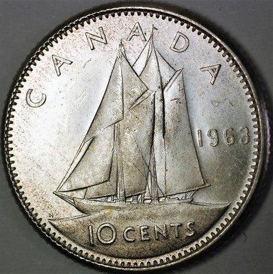 1963 Canada Silver Dime Queen Elizabeth II/Ship Coin BU | eBay