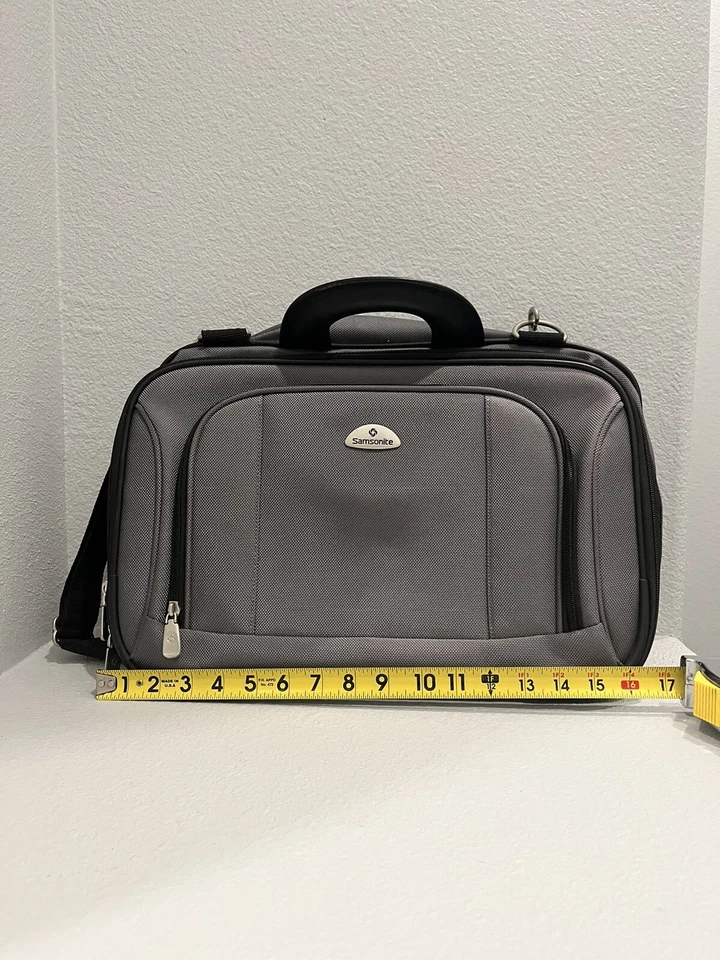 FUNDA DE LONA SAMSONITE PARA ORDENADOR NUEVA CORREA DE HOMBRO GRIS PARTE INFERIOR DE CUERO Foto 3 de 4