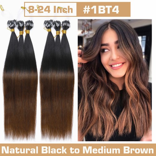 THICK 300S Micro Loop Ring 100% Remy Human Hair Extensions Nano Beads Tip 300G - Picture 37 of 38