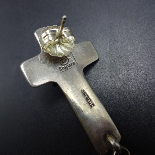 PENDIENTES GREGORY SEGURA SANTA FE ARTESANO PLATA ESTERLINA CRUZ CHIMAYO y CORAZÓN - Imagen 8 de 14