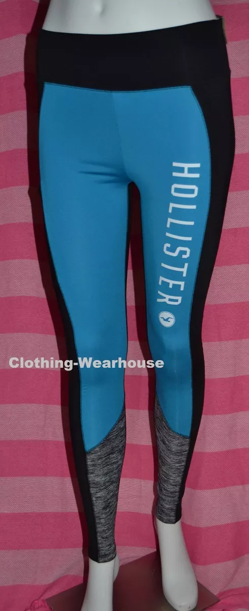 Hollister Women's Black Gray Ultra High Rise Blue Logo Ankle Leggings Pants  M