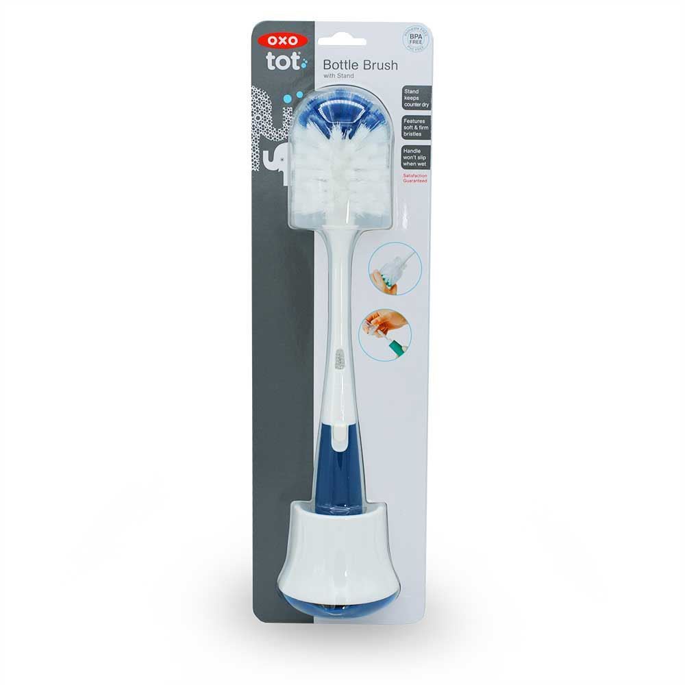 OXO Tot Bottle Brush With Nipple Cleaner and Stand Navy for sale