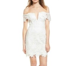 ASTR The Label Dress Size L Daniela White Floral Lace Off Shoulder