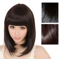 Fashion Women Average Wig Short Straight Full Bangs Bobo Hair Cosplay Party Wigs Fashion Women Average Wig Short Straight Full Bangs Bobo Hair Cosplay Party Wigs