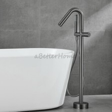Floor Mounted Tub Faucet Freestanding Bathtub Shower Bath Handset Mixer Tap Soli