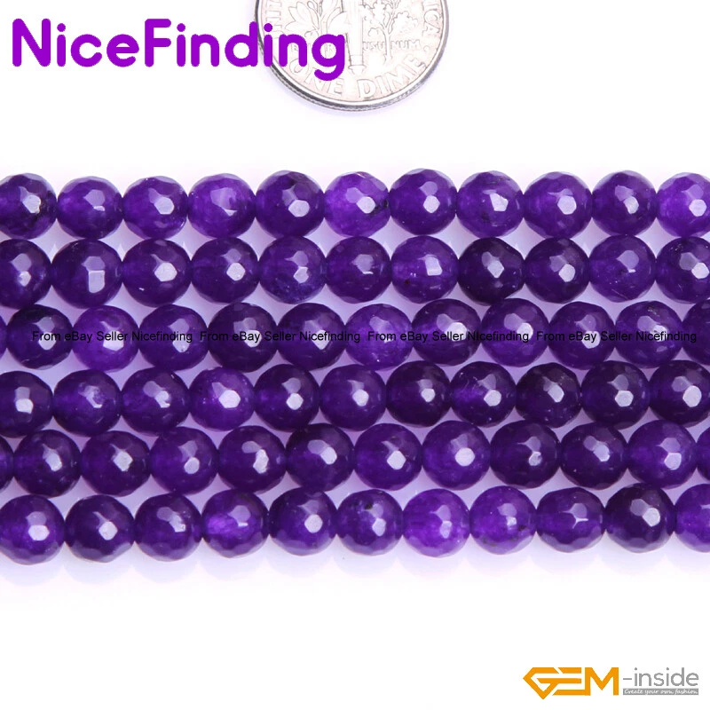 Venta al por mayor Cuentas sueltas de piedras preciosas de jade facetadas de piedra redonda para hacer joyas 15" Foto 3 de 4