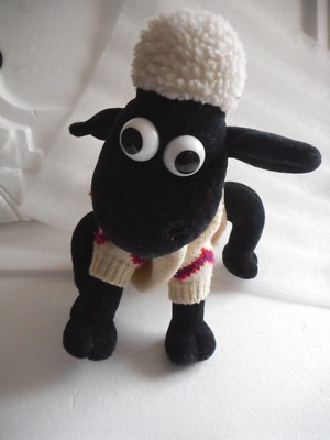 Shaun the Sheep in knitted Jumper plush soft toy from Wallace