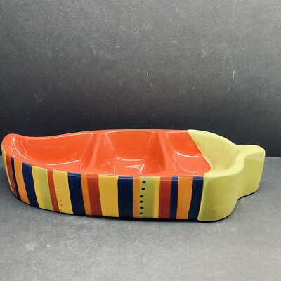 Decorative Ceramic Condiment Dish Hot Pepper Taco Night Multi Color