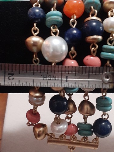 Multi color lucite & freshwater pearl 5 strand bracelet magnetic closure 7.5" - Picture 7 of 14