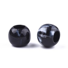 75 pc Black Gemstone Style Acrylic Ball Beads - 12mm - 5.5mm Hole - Fit Paracord