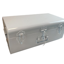 La Redoute Masa Steel Metal Storage Trunk 19cm High Under Bed White - OPEN BOX