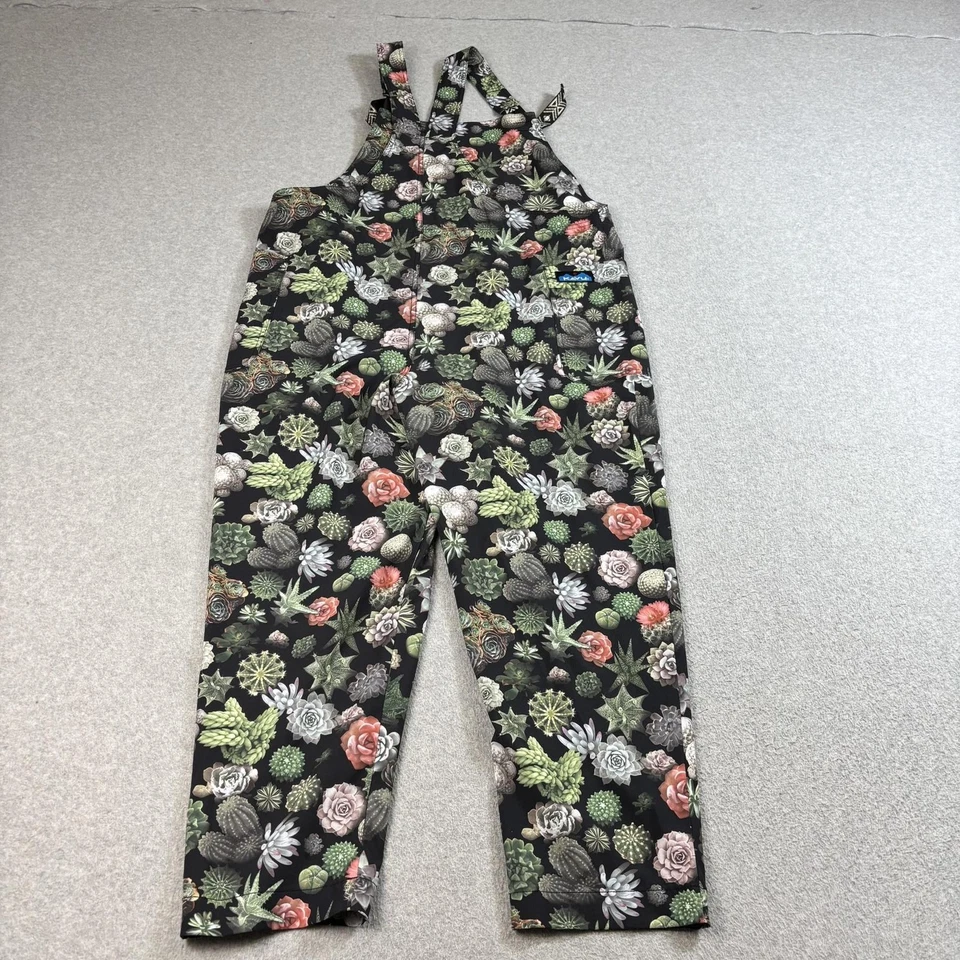 Pantalón babero Kavu San Blas grande negro estampado suculento de cactus para mujer al aire libre Foto 2 de 4