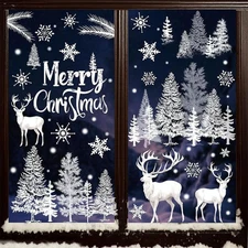 LOAVER 9 Sheets Christmas Window Clings,White Xmas Double-Sided Large Christmas