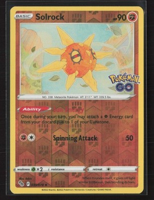 Solrock 039/078 Uncommon Pokemon GO Pokemon Reverse Holo Lightly Played