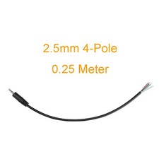1pc 25cm 2.5mm 4 Pole Male Audio Aux Cord w/ 4pin Wire DIY Pigtail Cable Black