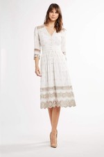 Elie Tahari Darci Embroidered Cotton Maxi Dress Size 12