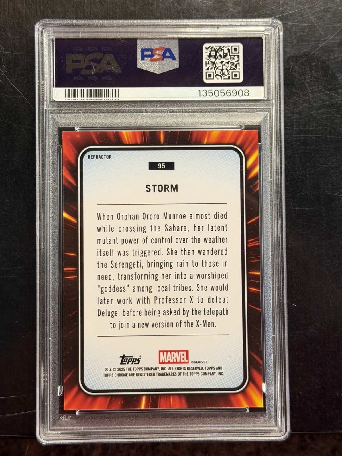 Storm Refractor 2025 Topps Marvel Chrome #95 PSA Mint 9 view 2