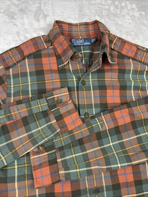 Polo Ralph Lauren Cascade Mens Medium Plaid Workshirt Double Pockets Vintage
