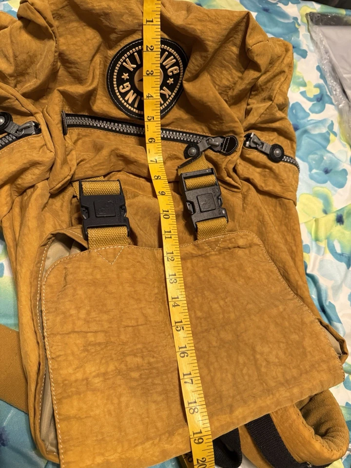 Mochila GRANDE de Colección Kipling Unisex Nylon Cremallera Cordón **bloquea ARRUGA RARA Foto 3 de 4