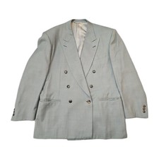 Canali Men's Olive Gray Suit Double-Breasted Blazer 100 Wool Italian Size 43