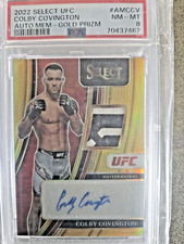2022 Panini Select UFC Autographed Memorabilia Gold Prizm Colby Covington PSA 8
