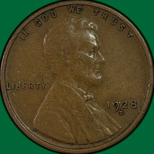 1928-D Lincoln Wheat Cent Extremely Fine XF Coin #33651