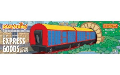 Hornby R9316 Express Güter geschlossener Lieferwagen X2 ferngesteuerte Batterie Zugpackung