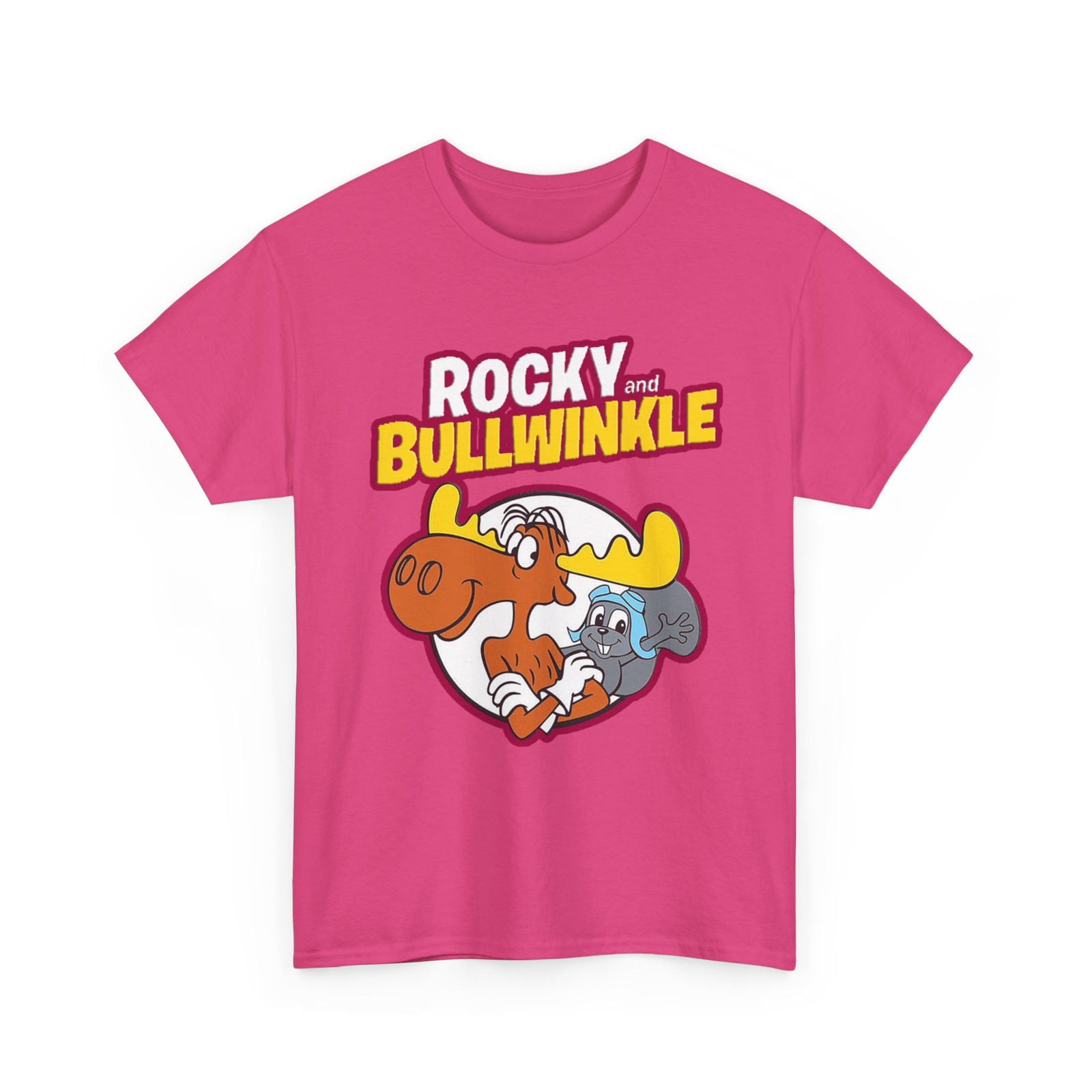 Rocky and Bullwinkle Printed T-Shirt Classic Cartoon Characters Collectible