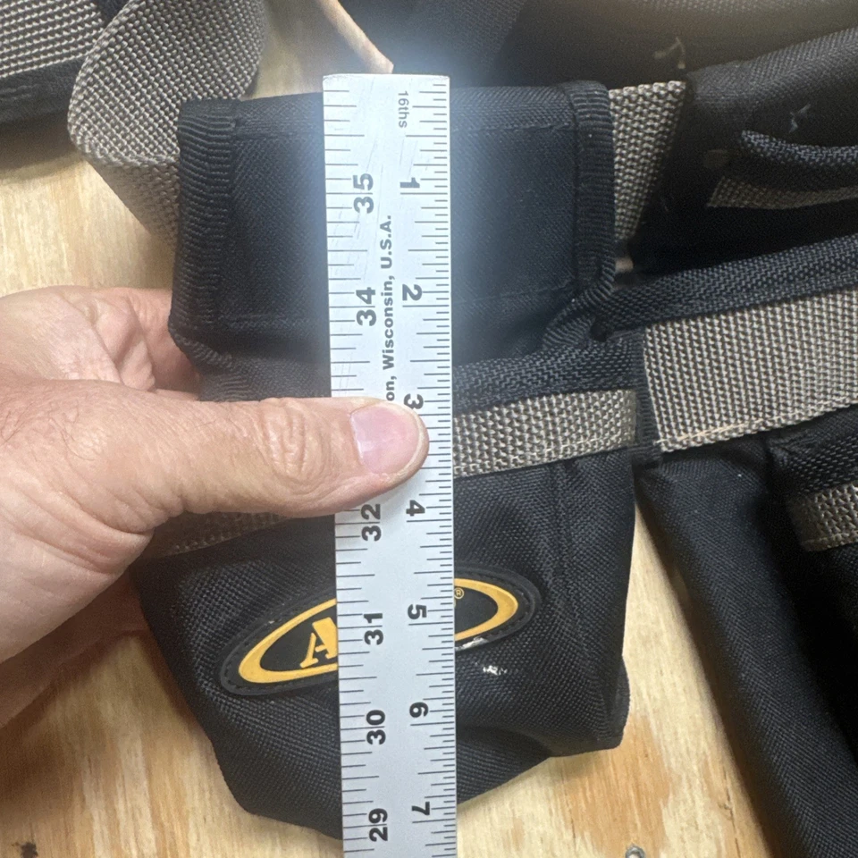 AWP Carpenter Tool Rig | Padded Adjustable Tool Belt 51” w/ Pouches Black - Image 2 of 4