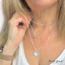 NEW Triple Layered Stacked Silver Necklace with Charms and Gift Box for Christma