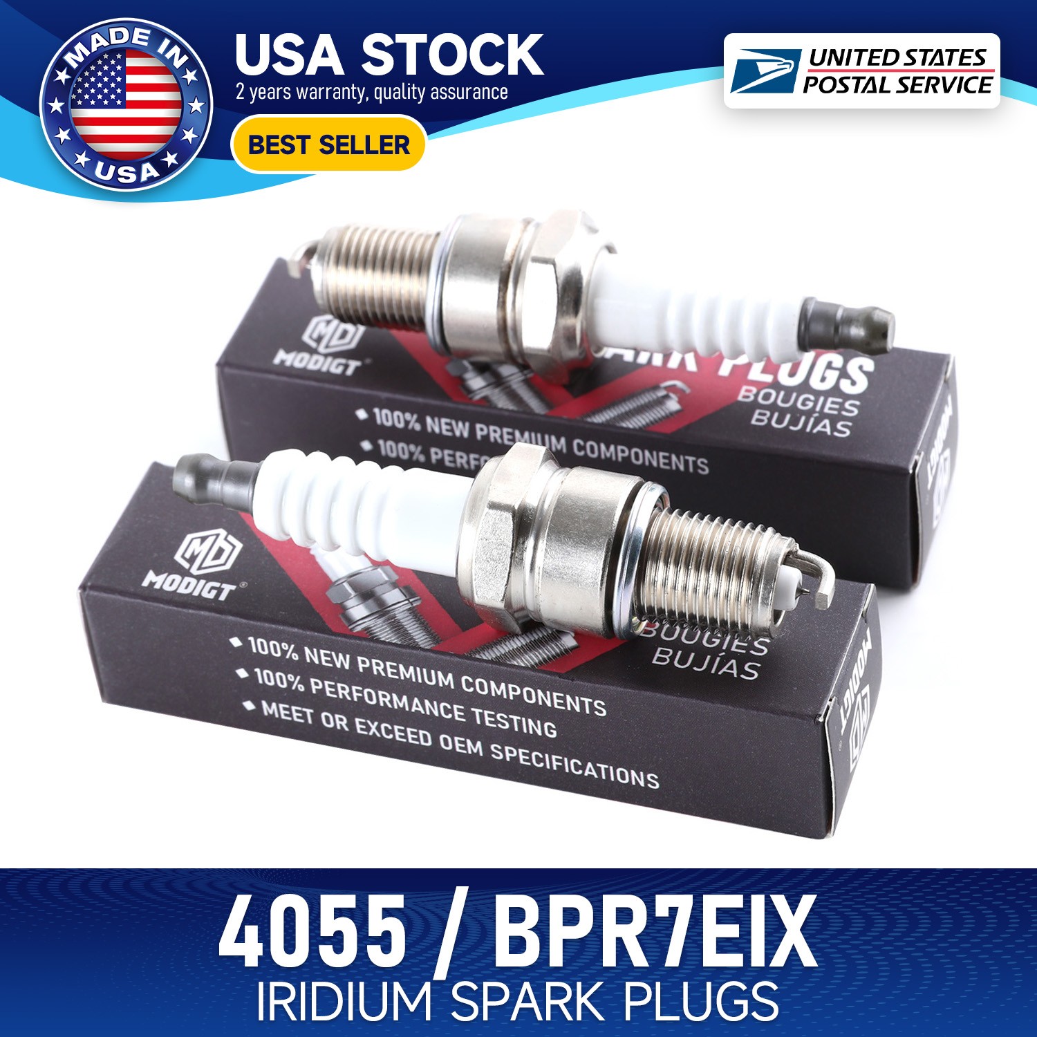 4pcs For NGK 4055 BPR7EIX Iridium  Spark Plugs For Ferrari 365 GT 1968-1970