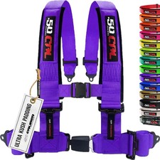 50 Caliber Racing Harness 3 inch purple 4 point harness with Push Button Rele...