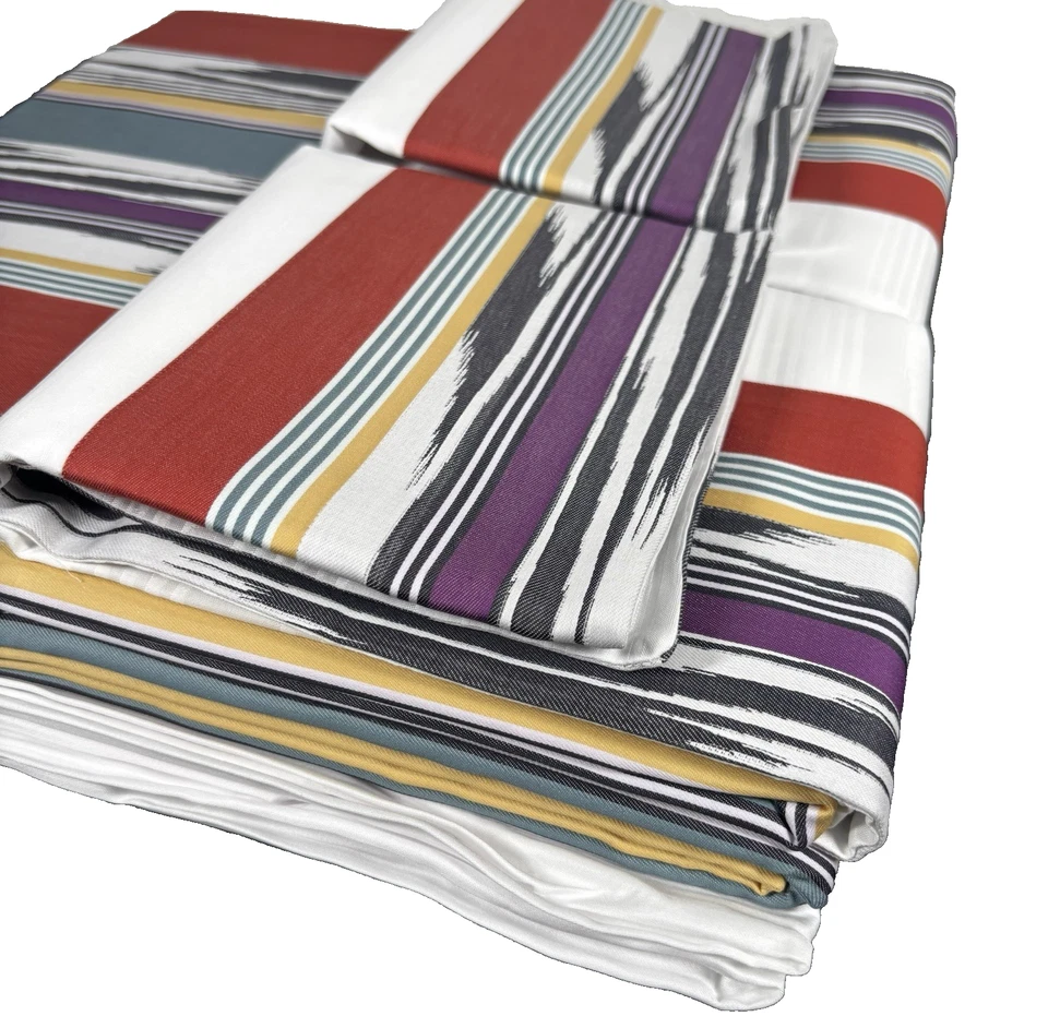 Missoni Duvet Cover Set Striped Flame Multicolor Yarn Dyed Cotton Italy Bedding - Image 4 of 4