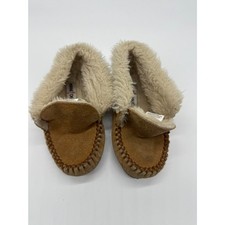 Minnetonka Suede Leather Faux Fur Lined Bootie Moccasin Slippers Toddler 9 Brown
