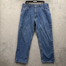 Carhartt Flannel-Lined Jeans Mens 38x30 Relaxed Fit B172 DST Blue Denim Med Wash