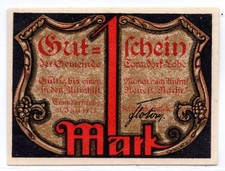 1921 Germany Tonndorf-Lohe Notgeld 1 Mark Note (3359)