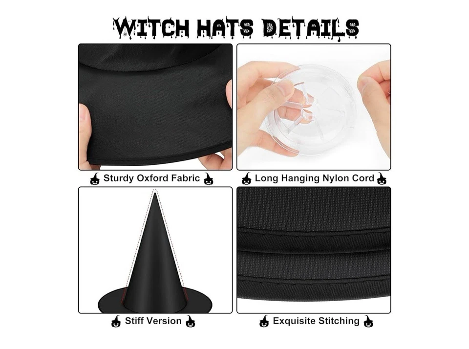 Sombreros de bruja colgantes de Halloween y accesorios de disfraz, 328 pies cable de nailon mago Foto 3 de 3