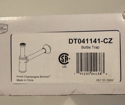 Delta Bathroom Sink Bottle Trap Drain Assembly Champagne Bronze DT041141-CZ