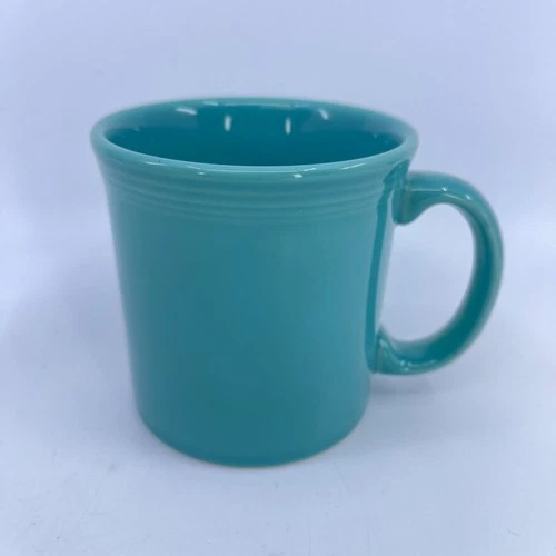vintage fiesta turquoise ceramic coffee mug by hlc usa