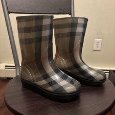 Burberry Kids Haymarket Check Rain Boots Size EU 31/32 US 13 Made in Italy